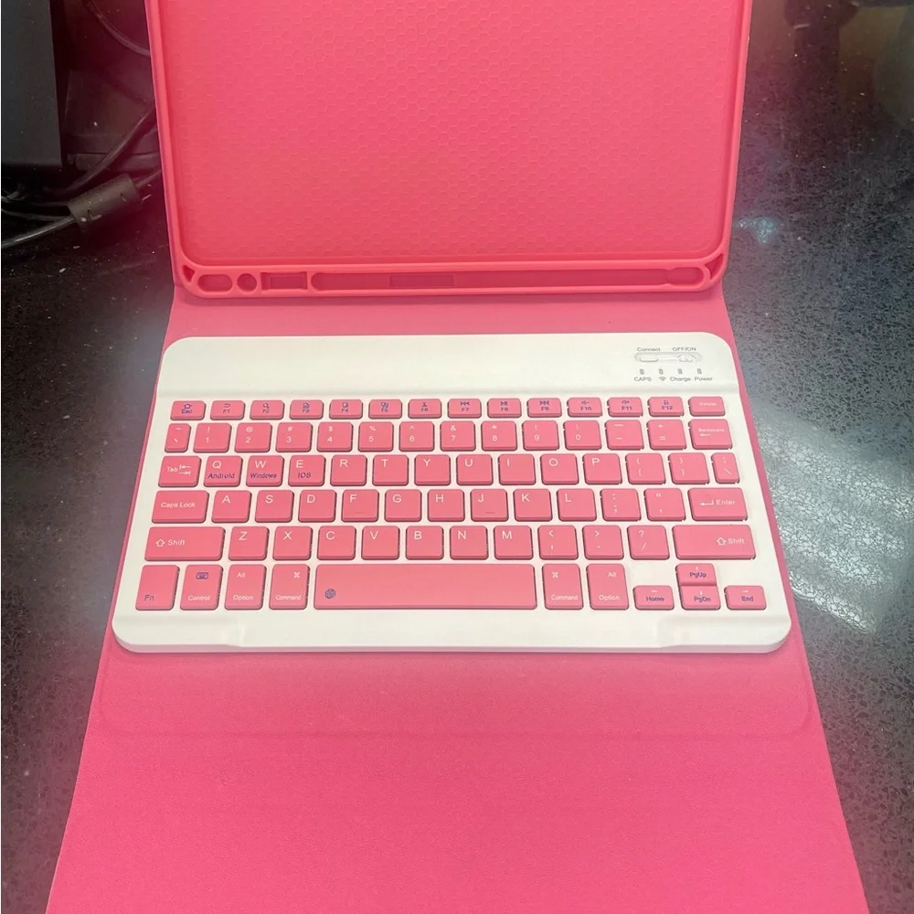 Bluetooth Keyboard Tablet Pink Case